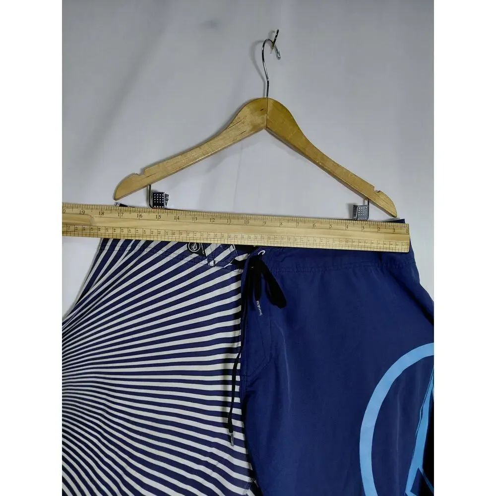 Volcom V2S Striped Cinch Fly Board Shorts Swimwear Men See Measurements